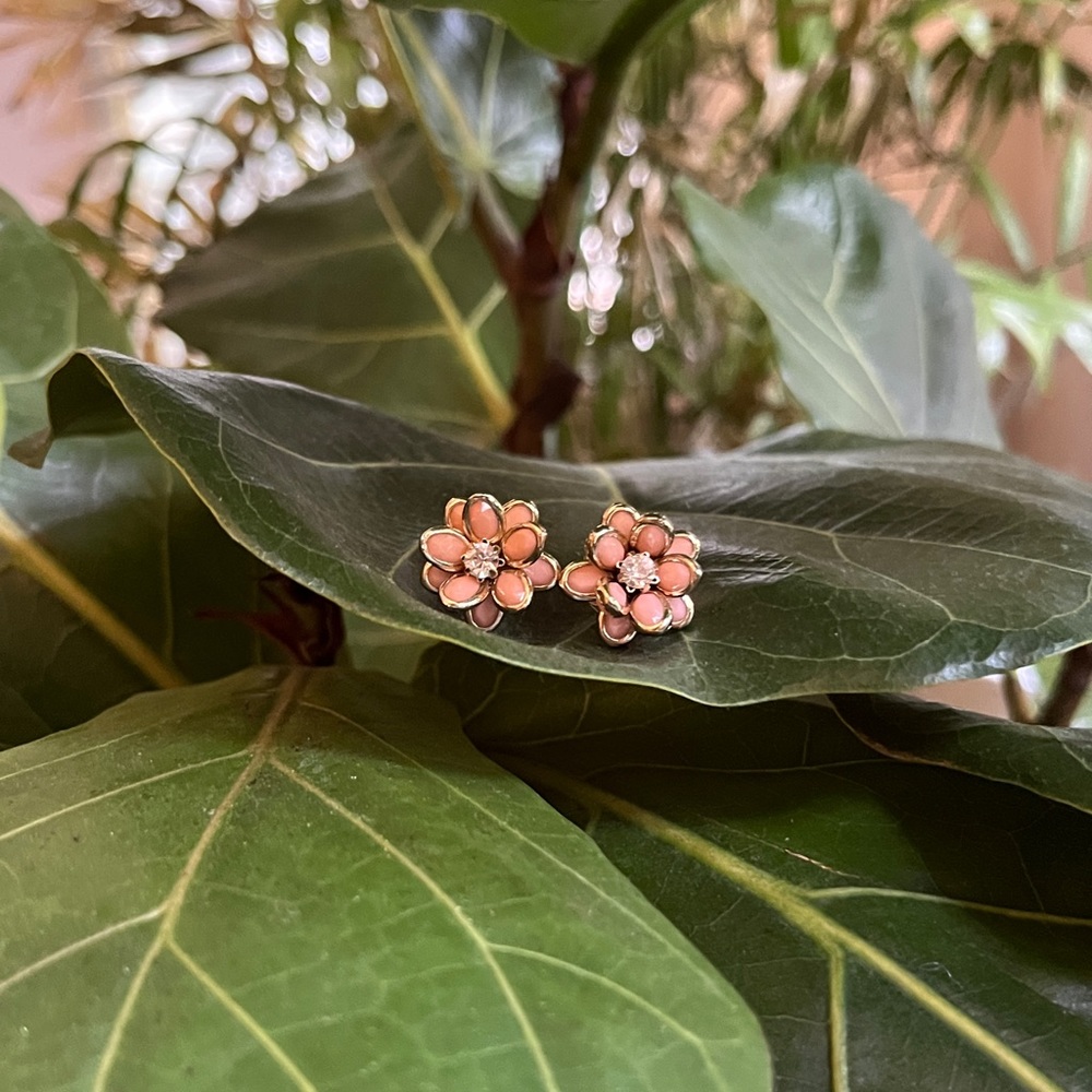 Pastel Pink Flower Stud Earrings
